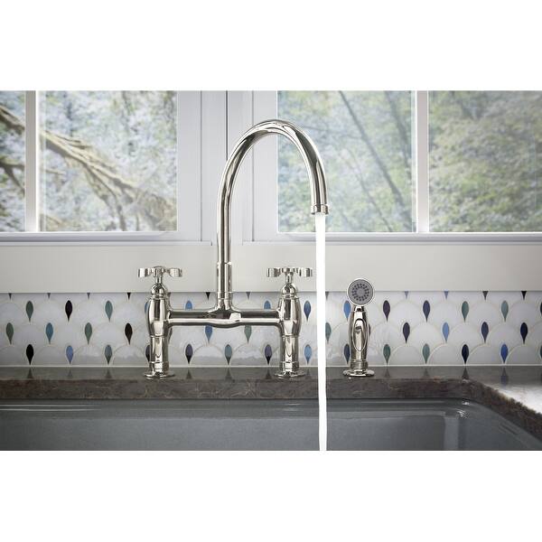 Shop Kohler K 6131 3 Parq Deck Mount Bridge Faucet With Spray