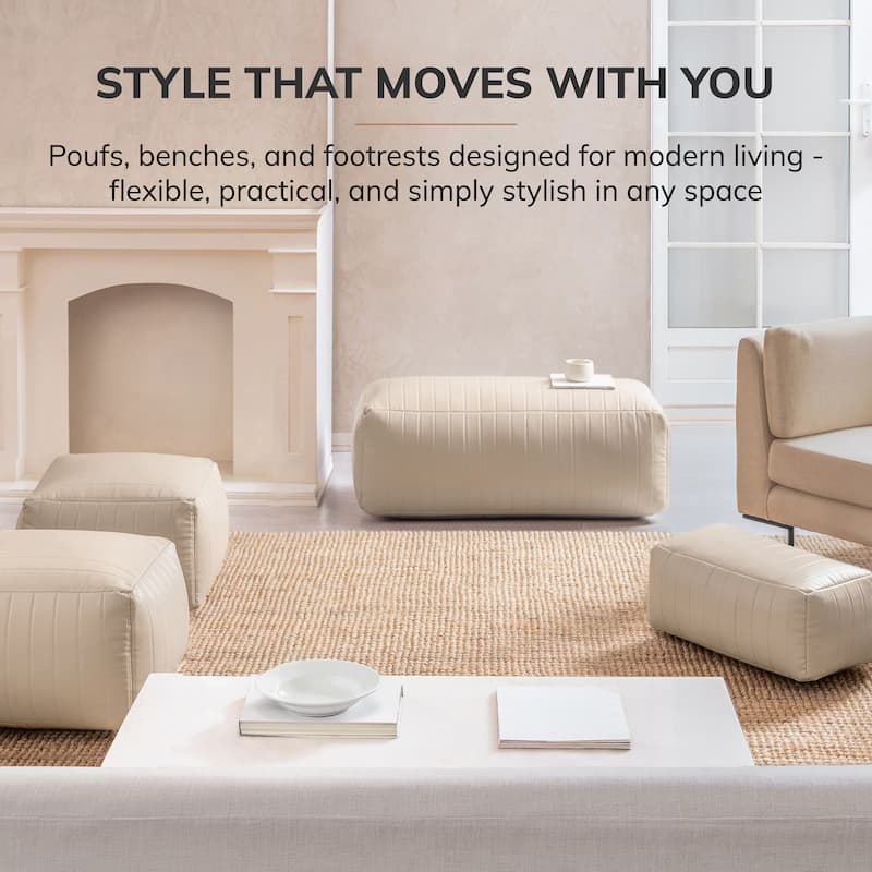 Jani Footrest Bench Ottoman Pouf - Handcrafted for Seating, Footrest, Home Decor for Living Room, Bedroom Pouf