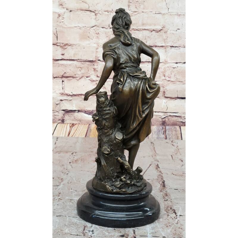 Elegant Young Woman In Flowing Gown Bronze Sculpture Signed A. Carrier