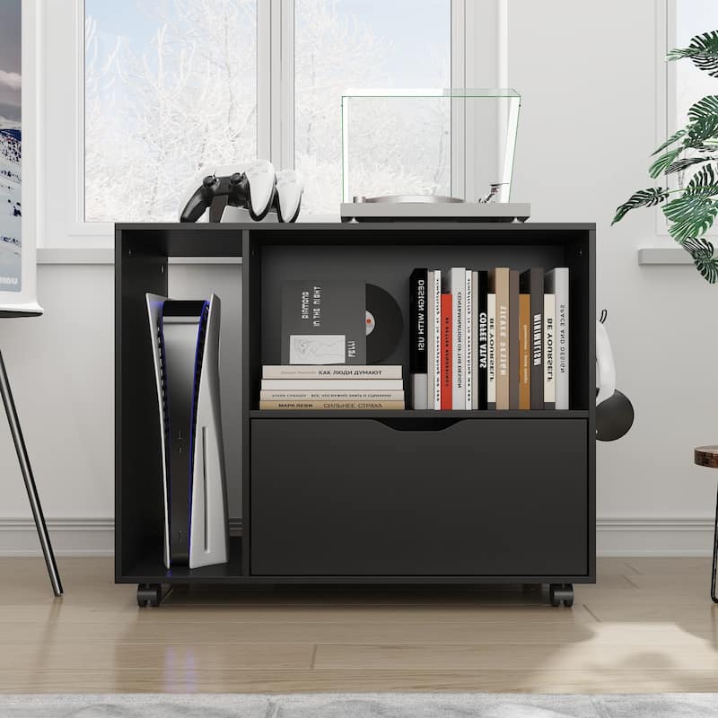 Mobile Rolling File Cabinet,Drawer & Shelf,Bookcase,Nightstand Organizer,for Home Office