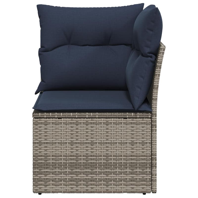 vidaXL Patio Sofa with Cushions Outdoor Seating Poly Rattan Black/Gray/Brown