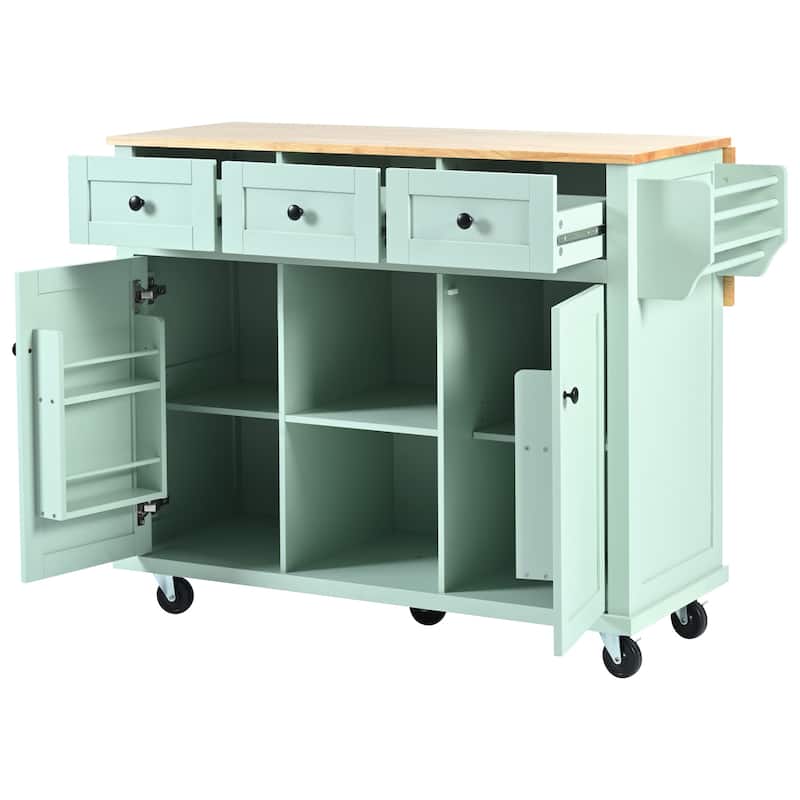 Aill MDF Kitchen Island with Storage Cabinet and 3 Drawers(53-in x30-in x37-in)