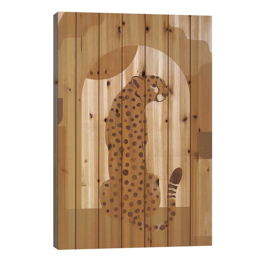 Abstract Mustard Cheetah I Print On Wood by Helo Moraes - Multi-Color