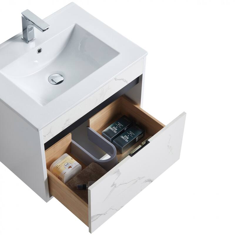 Fine Fixtures - Wall Mount Bathroom Vanity And Sink, Knob Free Design - Alpine Collection -