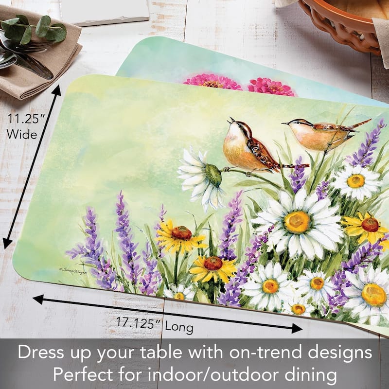Graceful Nature 4 Pack Reversible Easy Care Flexible Plastic Placemats Made in The USA BPA Free Easily Wipes Clean