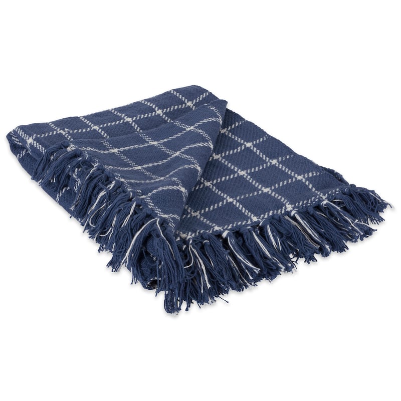 DII Checked Plaid Decorative Throw - French Blue