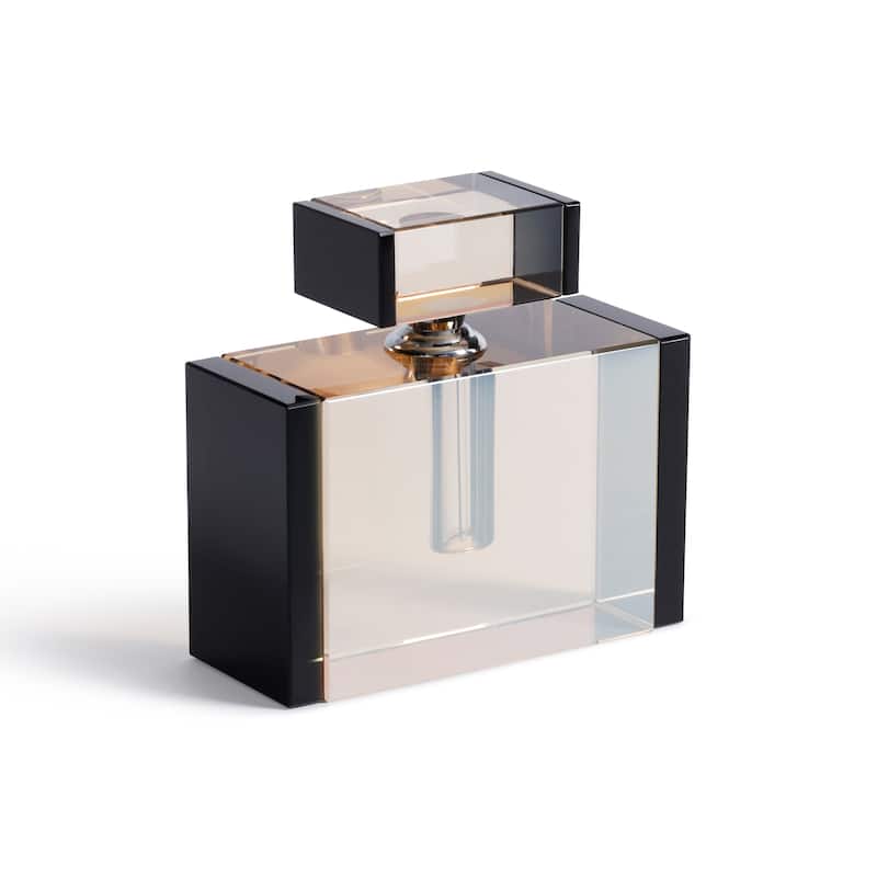 Decorative Crystal Tonal Black & Amber Glass Perfume Bottle - Large