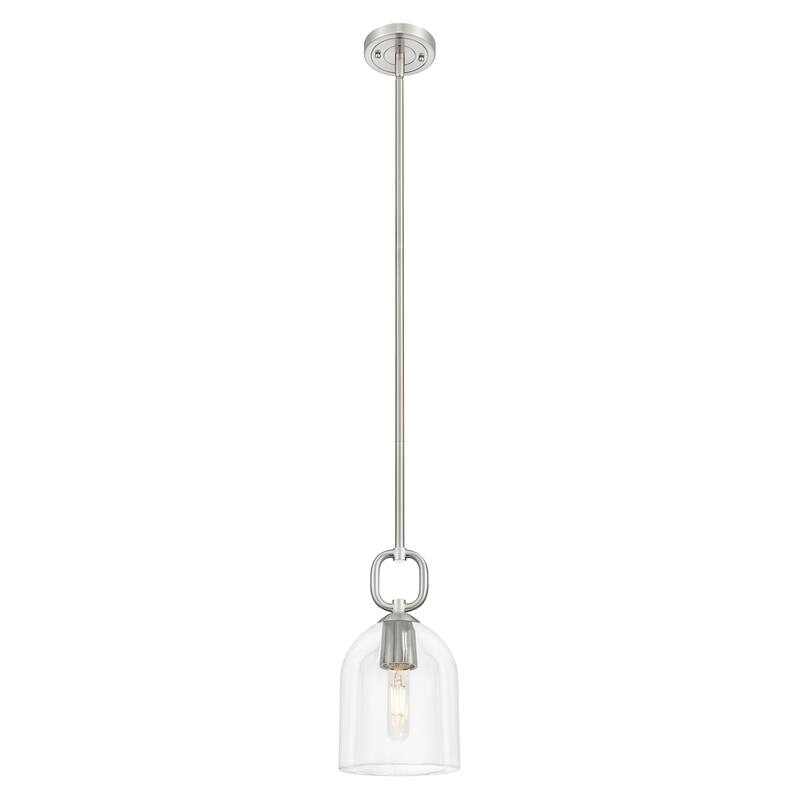 Innovations Lighting Downtown Urban - Hudson - 1 Light 6" Stem Hung Mini Pendant with Bell Shade - Clear Shade/Satin Nickel