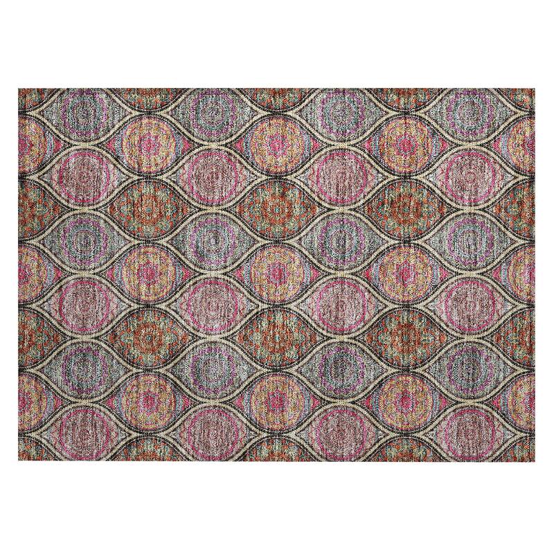 Machine Washable Indoor/ Outdoor Boho Mosaic Chantille Rug