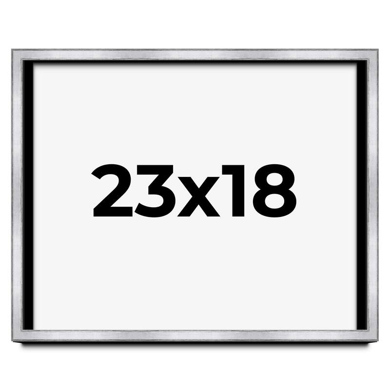23x18 Shadow Box Frame Silver | 1.375 Inches Deep Real Wood