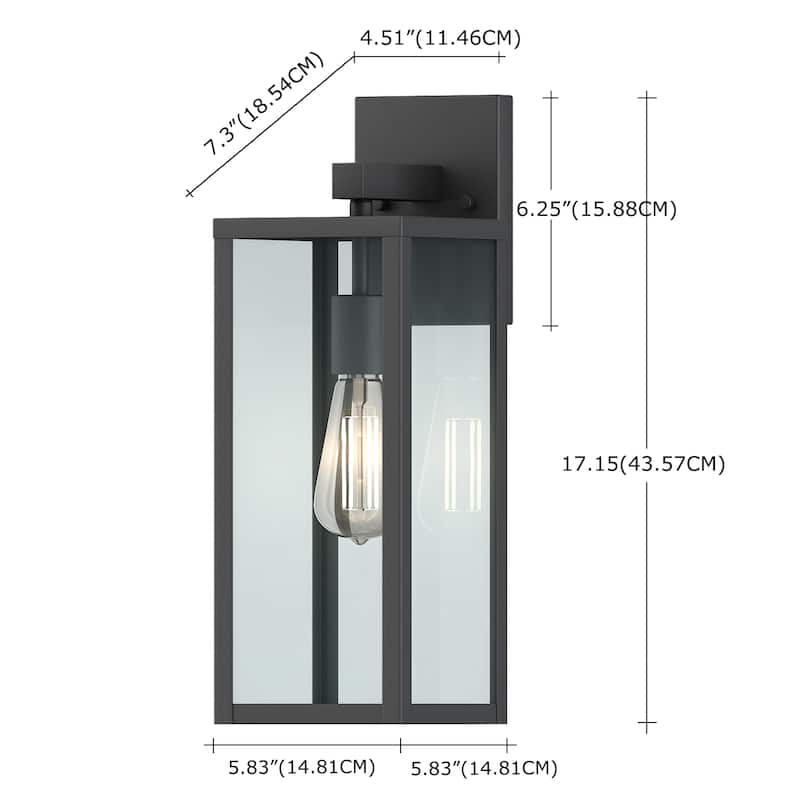 1-Light 17.25'' H Matte Black Outdoor Wall Lantern Sconce with Dusk to Dawn
