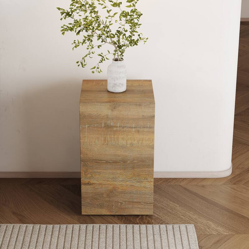Elevate your living space With this modern MDF Coffee Table that showcases smooth, light Wood color texture patterns,12*12*19.6 - Wood