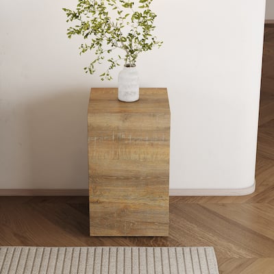 Elevate your living space With this modern MDF Coffee Table that showcases smooth, light Wood color texture patterns,12*12*19.6