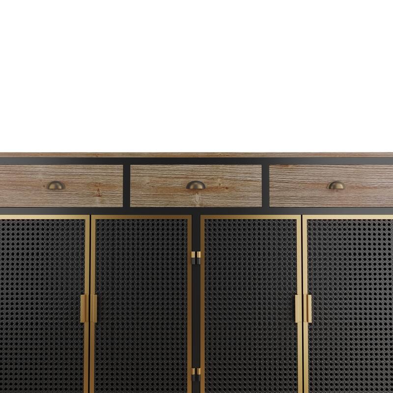 Dark Gray Dining Sideboard Kitchen Storage Cabinet with 3 Top Drawers