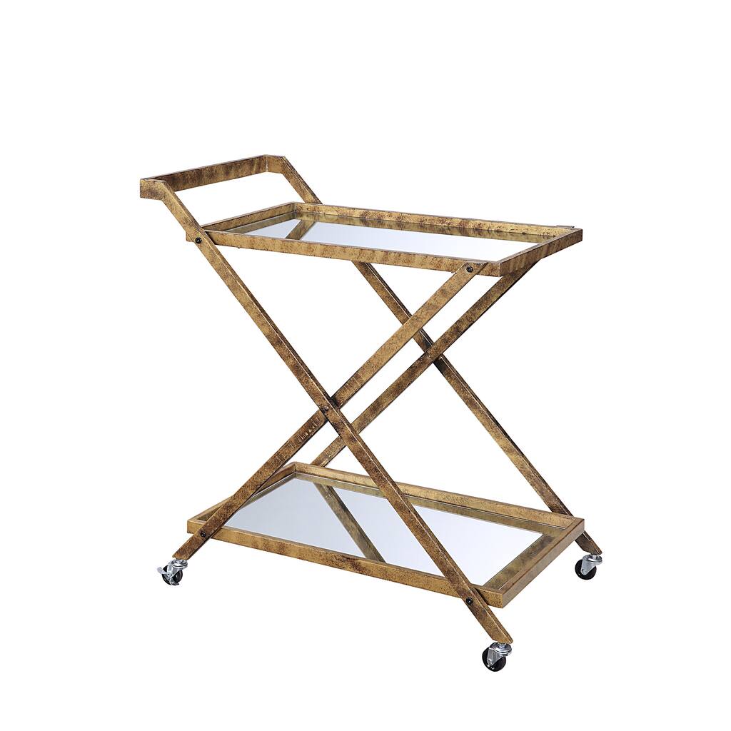 Lorena Two-Tier Mirrored Bar Cart