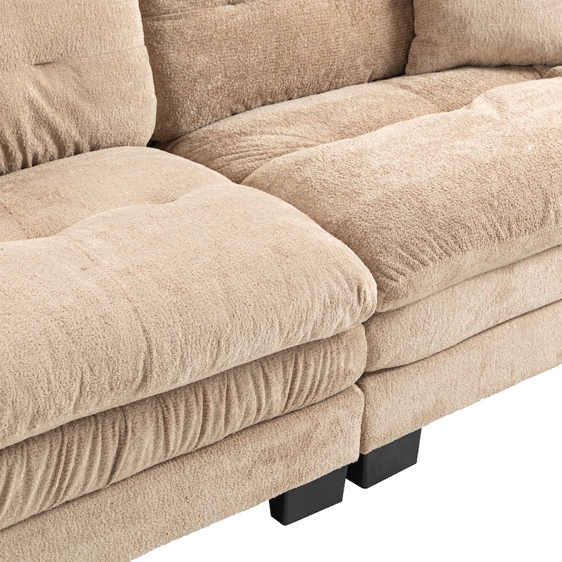 84" Upholstered 3-Seater Sofa with Dual-Layer Memory Foam Cushioning, and Complimentary Comfort Pillows