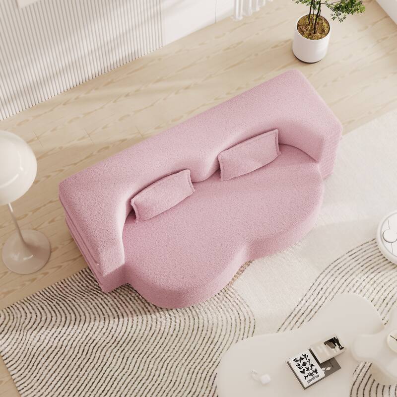 Teddy Fabric Floor Sofa with 2 Pillows