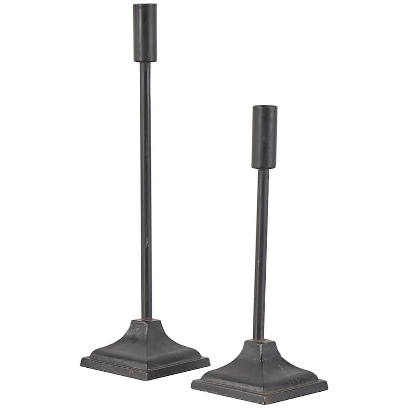 Metal Turned Style Decorative Candle Holder with Tapered Bases - Set of 3 Black - Roche River Decor