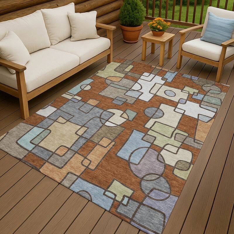 Machine Washable Indoor/ Outdoor Contemporary Prenner Chantille Rug