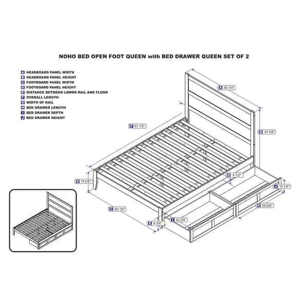 NoHo Queen Platform Bed with 2 Storage Drawers in Espresso Bed Bath