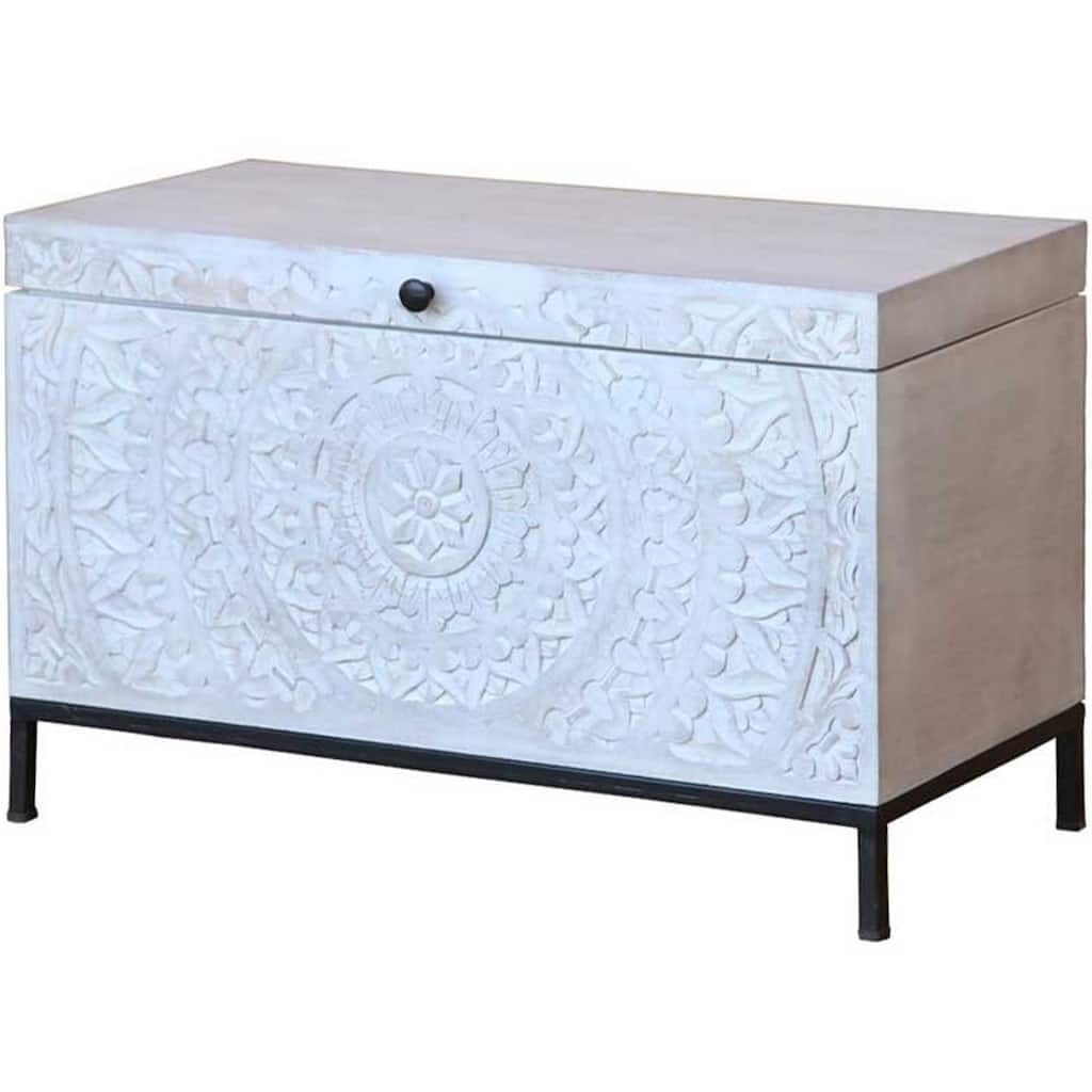 MAYON Hand Carved Solid Wood Trunk Box