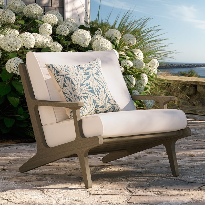Saratoga Outdoor Patio Teak Wood Armchair - Weathered Gray White