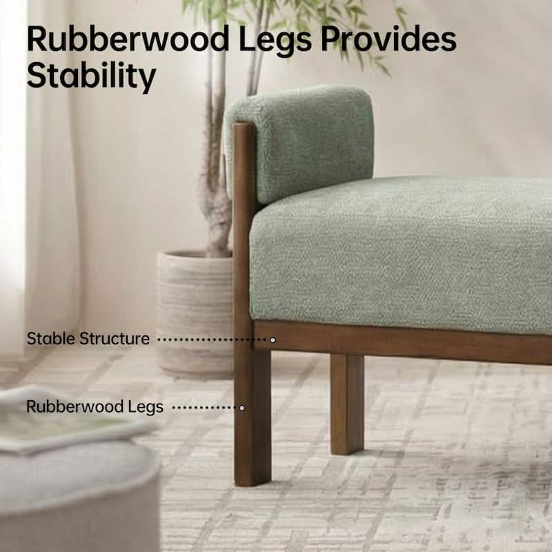 Arm Fabric bench with Solid Wood ,51.8-inch Upholstered Bench for Living Room ,Bedrooms