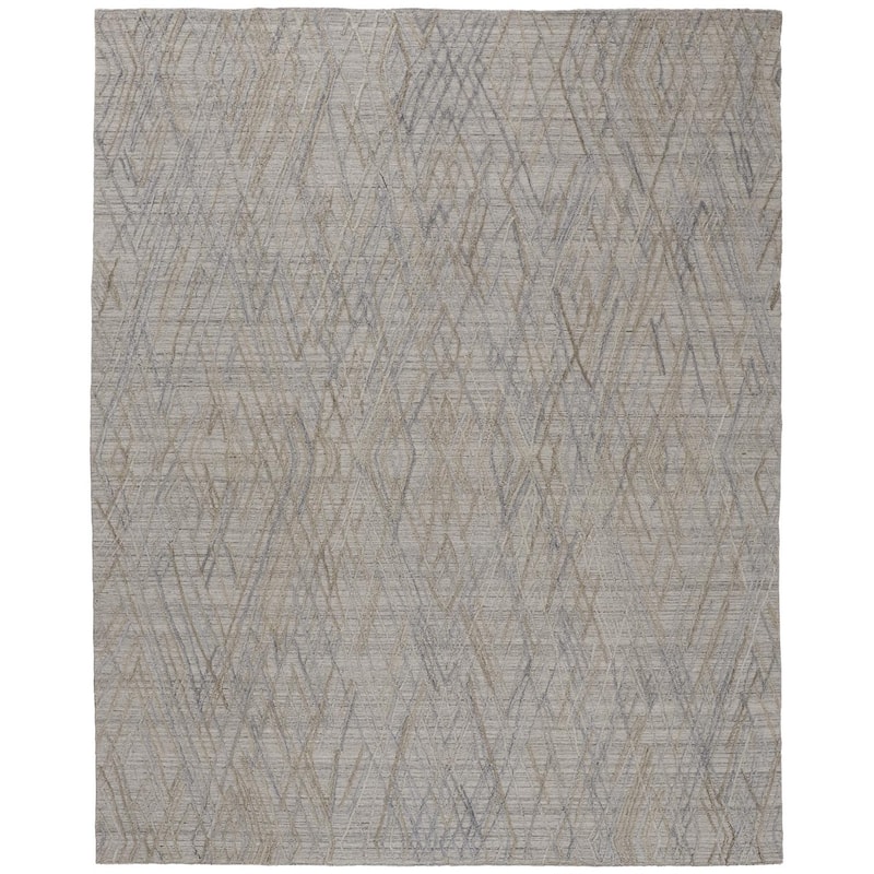 Huntley Abstract Diamond Accent Rug, High/Low, Silver Gray/Dusty Blue - 2' x 3' - Silver Gray/Dusty Blue/Taos Taupe