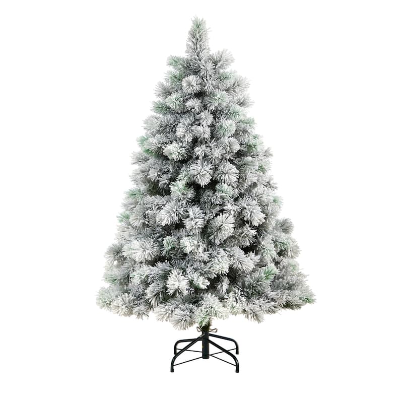 5Ft Artificial Christmas Tree with Lights - Retro Pine Holiday Decor, Bendable Branches - Green - 60