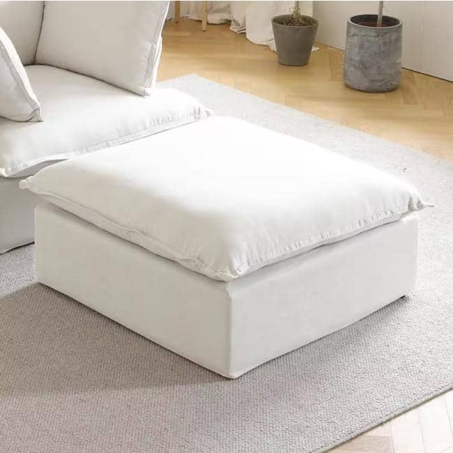 Minimalism Living Room Furniture Set Down Filled Comfort Overstuffed Modern Linen Sofa Loveseat, Chair and Ottoman