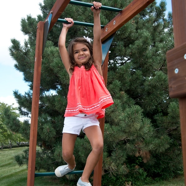 Swing-N-Slide Grandview Twist Wood Swing Set with 2 Slides - Bed