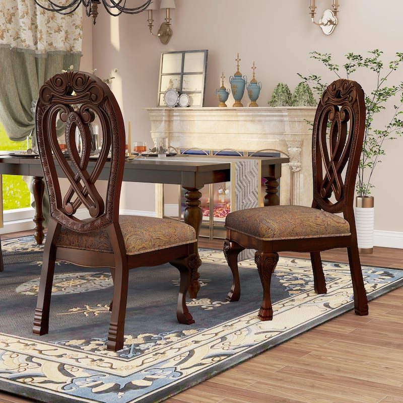 Moka Traditional Formal Upholstered Dining Chairs by Furniture of America (Set of 2)