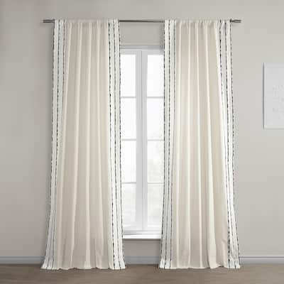 Exclusive Fabrics Sharkskin Bordered Cotton Semi Sheer Curtains (1 Panel)