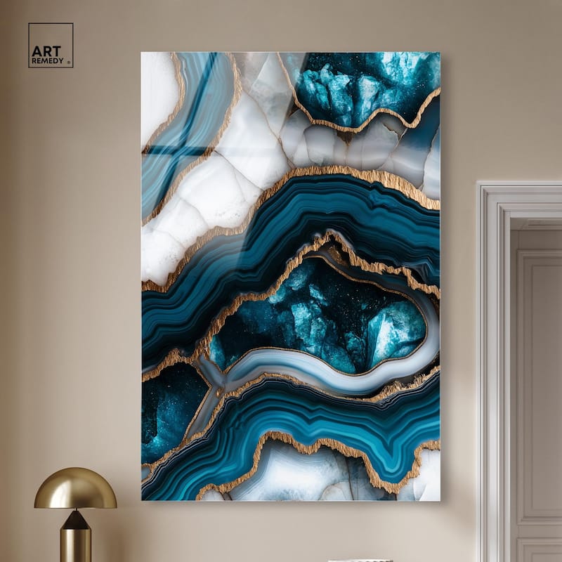 Teal Tectonic III Acrylic by Art Remedy, Ready to Hang