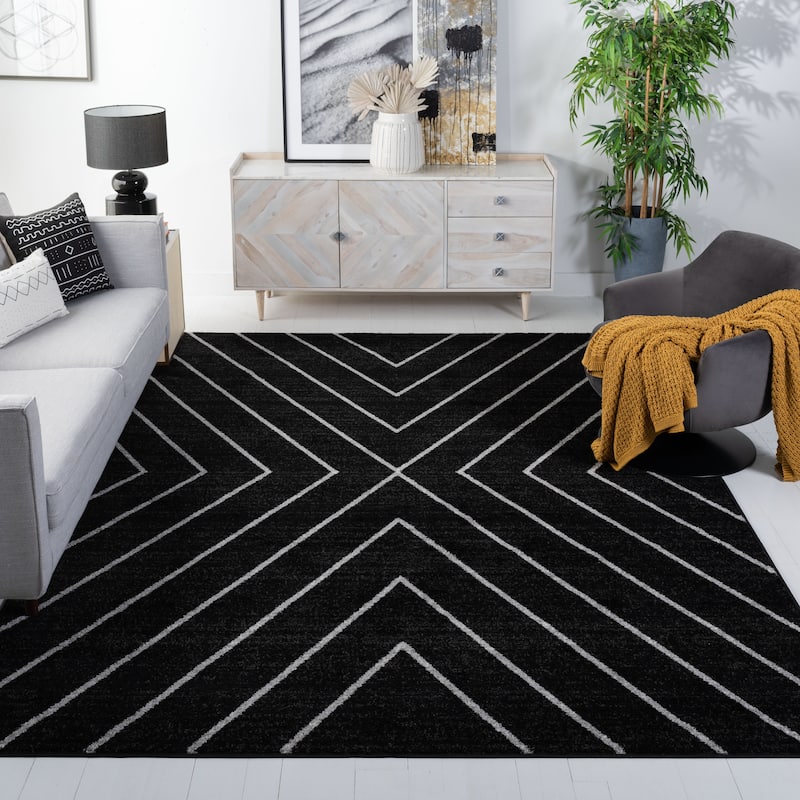 SAFAVIEH Adirondack Hediye Vintage Oriental Rug - 8' Square - Black/Light Grey