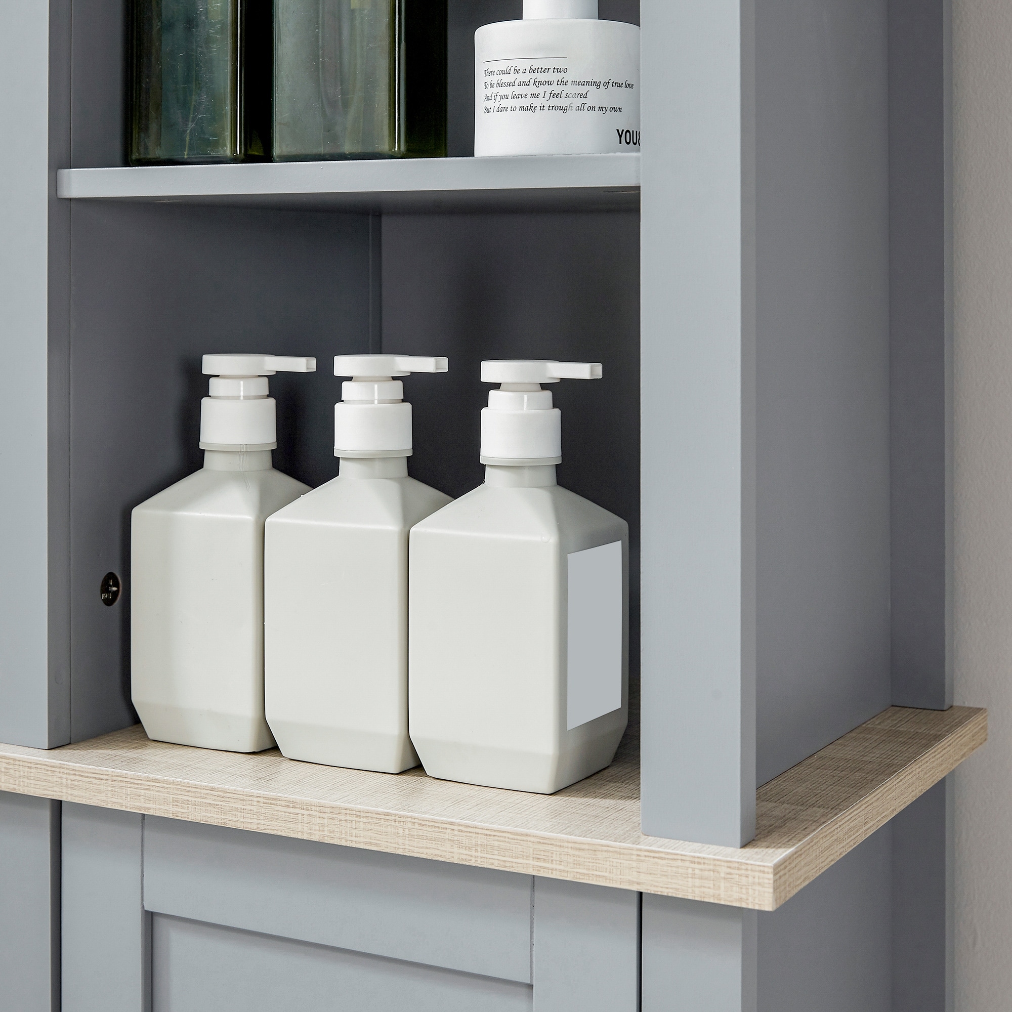 kleankin Bathroom Storage Cabinet with 3 Tier Shelf, Floor Free