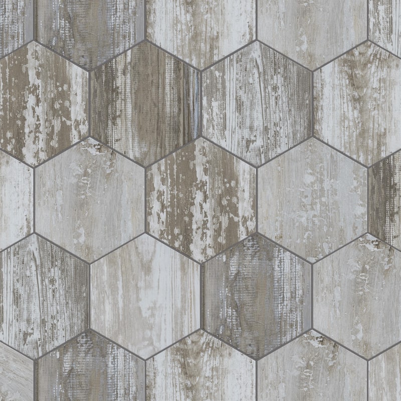Merola Tile Suomi Hex Grey 8-5/8" x 9-7/8" Porcelain Floor and Wall Tile