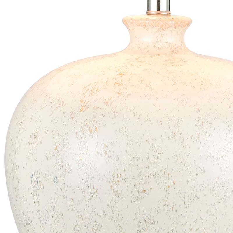 Elk Home Zoe White With Oatmeal Linen Shade 1 Light Table Lamp