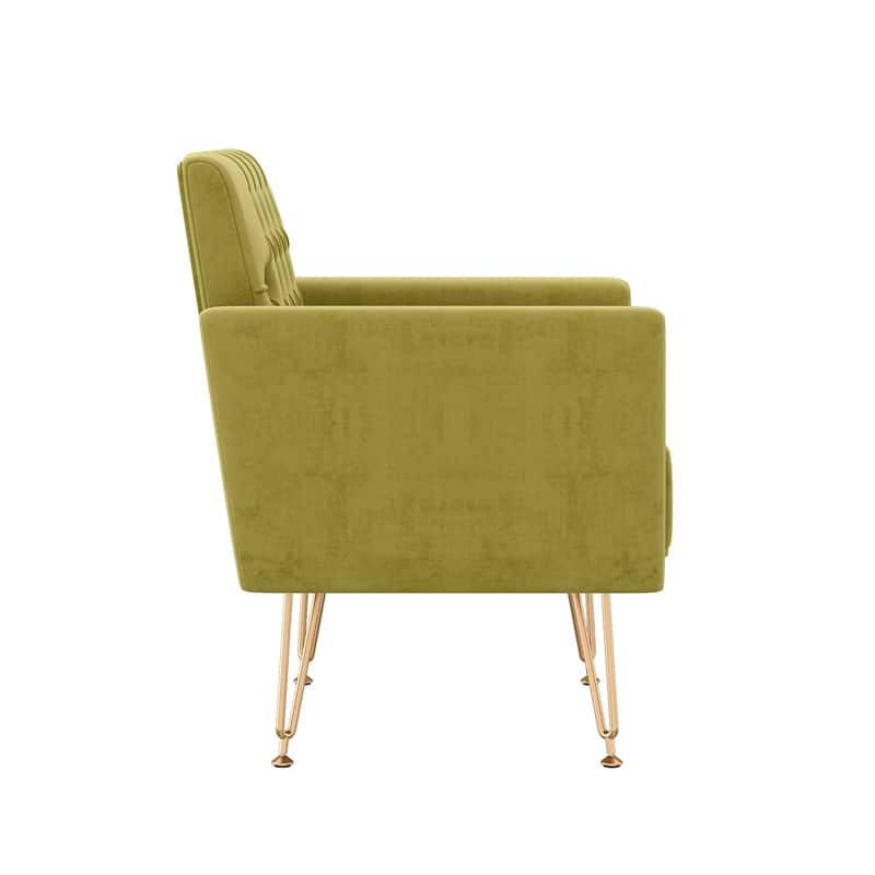 Velvet Armchair Single Sofa Chair with Metal Legs, Reading Chair Side Chair Dining Chair Lobby Chair