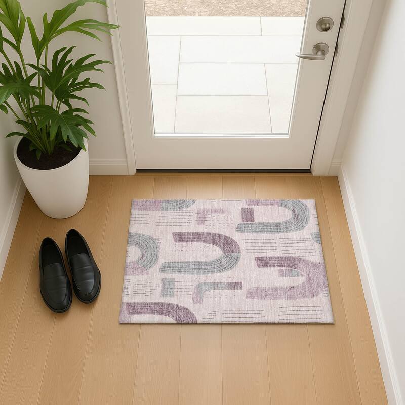 Premium Washable Super Soft Contemporary Mayfield Rug - Pink - 1'8" x 2'6"