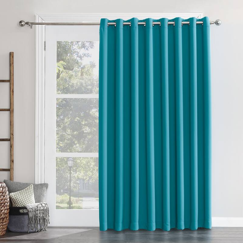 Sun Zero Hayden Patio Extra-Wide Blackout Grommet Sliding Patio Door Curtain Panel, Single Panel