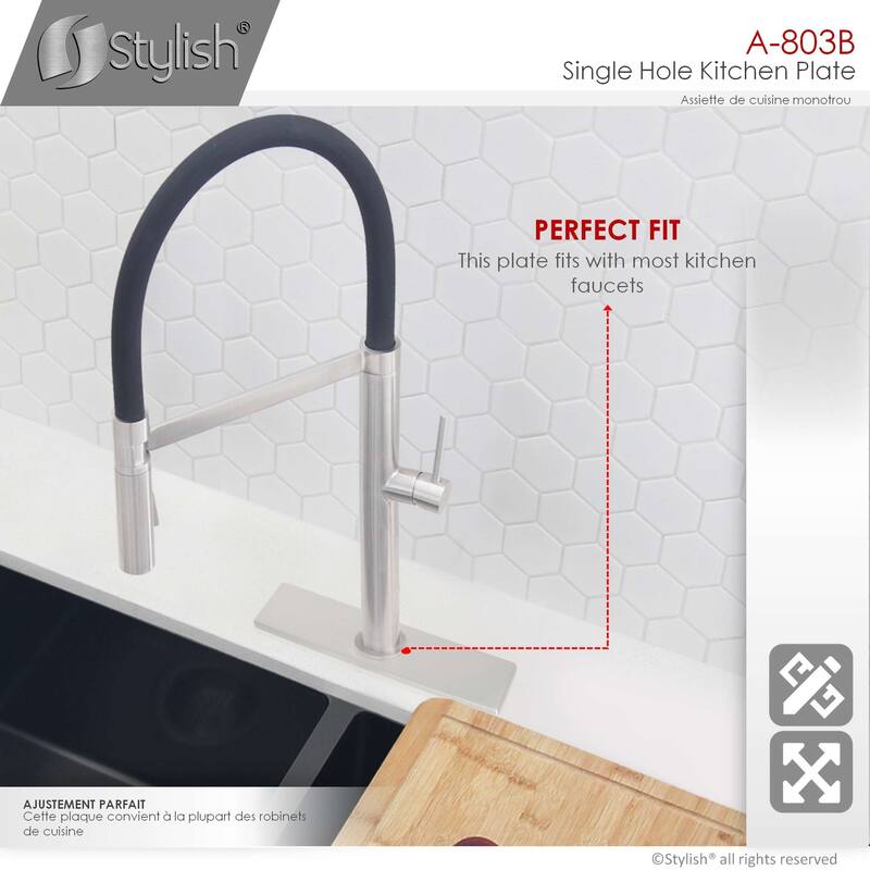 STYLISH Kitchen Sink Faucet Hole Cover, Deck Escutcheon Plate