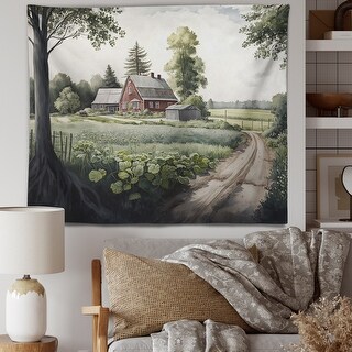 Designart 'Welcome To The Farm II' Barn Farm Ranch Wall Tapestry - Bed ...