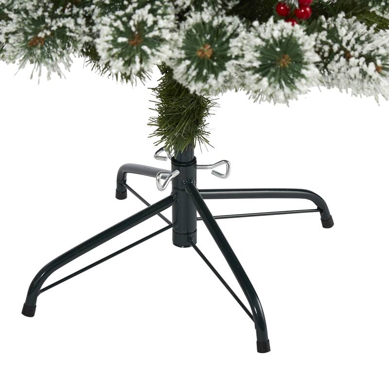 5ft Prelit Christmas Tree Frosted Swiss Pine with Berries & Lights - Holiday Decor - Green - 60