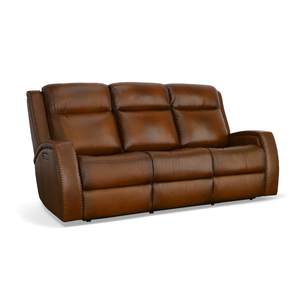 Mustang Rust Power Reclining Sofa with Power Headrests by Flexsteel - 84" x 42" x 40"