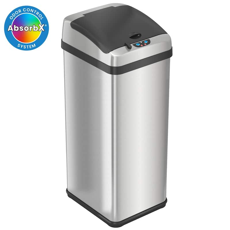 iTouchless 13 Gal Platinum Stainless Steel Sensor Kitchen Trash Can