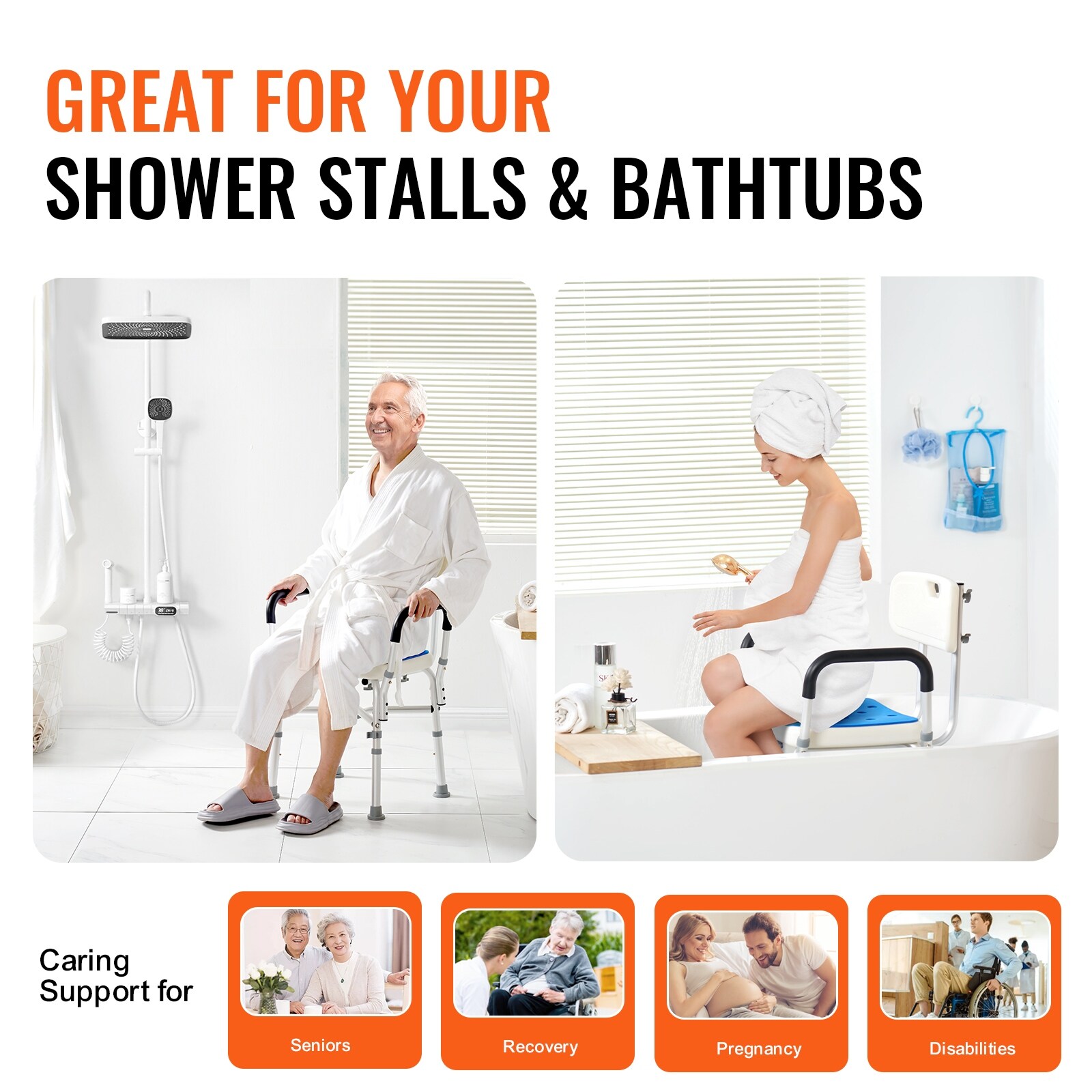 VEVOR Shower Chair Shower Chair for Inside Shower Bathtub Non slip Bathroom Bench Bath Chair for Elderly Disabled Handicap On Sale Bed Bath Beyond 39945722