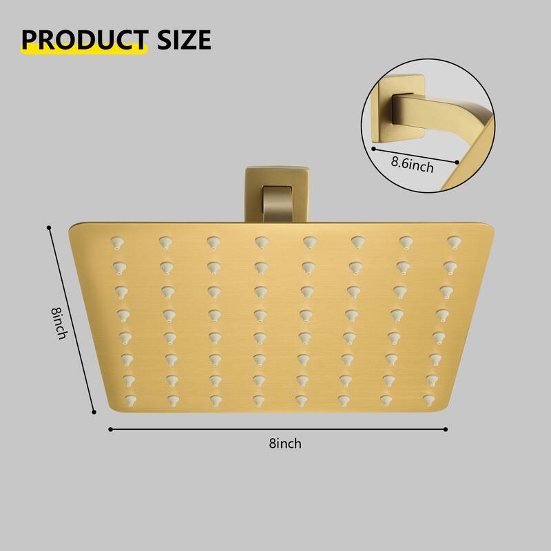 8" Square High Pressure Rain Shower Head,304 Stainless Steel Rain Shower Head - 8"X8"