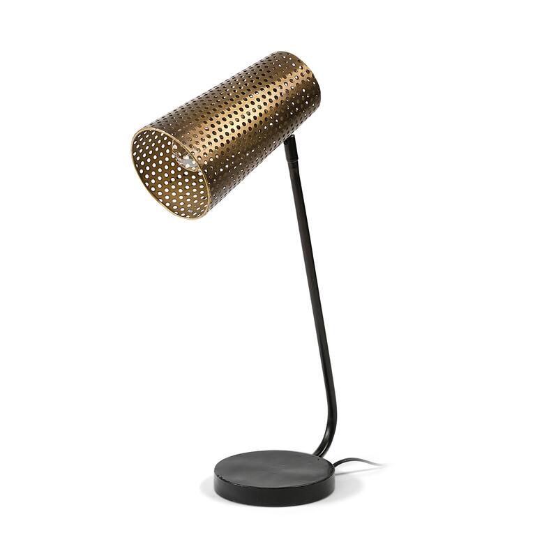 Wesley II (22.4"H) Gold/Black Perforated Metal Shade Table Lamp - 13.0L x 6.1W x 22.4H