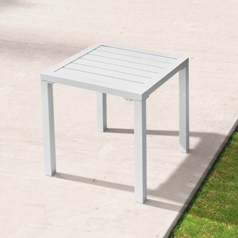 Outdoor Aluminum End Table Square Patio Side Table - 15.7" L x 15.7" W x 15.9" H